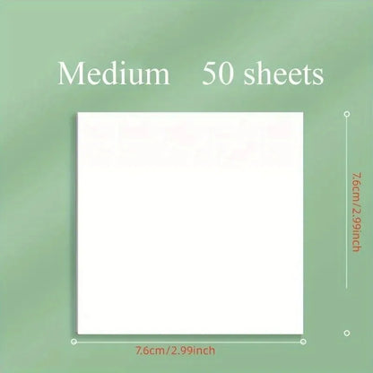 50 Sheets Transparent Waterproof Sticky Notes – Self-Adhesive Memo Pad, Clear Marker Labels for School, Office, Journaling & Stationery Use