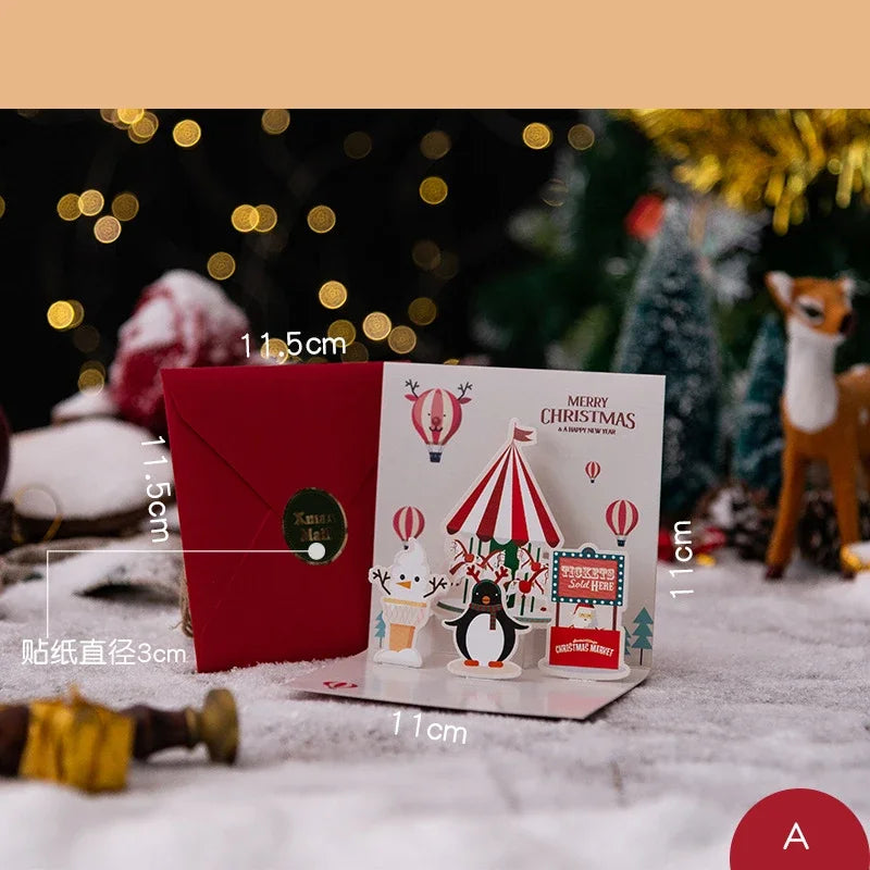 3D Folding Christmas Greeting Card – Merry Christmas & Happy New Year Gift Card for Xmas Party, Navidad & Holiday Decor