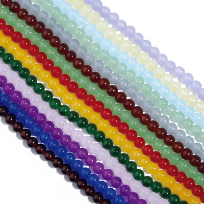 1 brin de perles de verre unies 6/8mm – Perles rondes intercalaires lâches pour la fabrication de bijoux DIY, bracelets faits main, colliers et accessoires d'artisanat