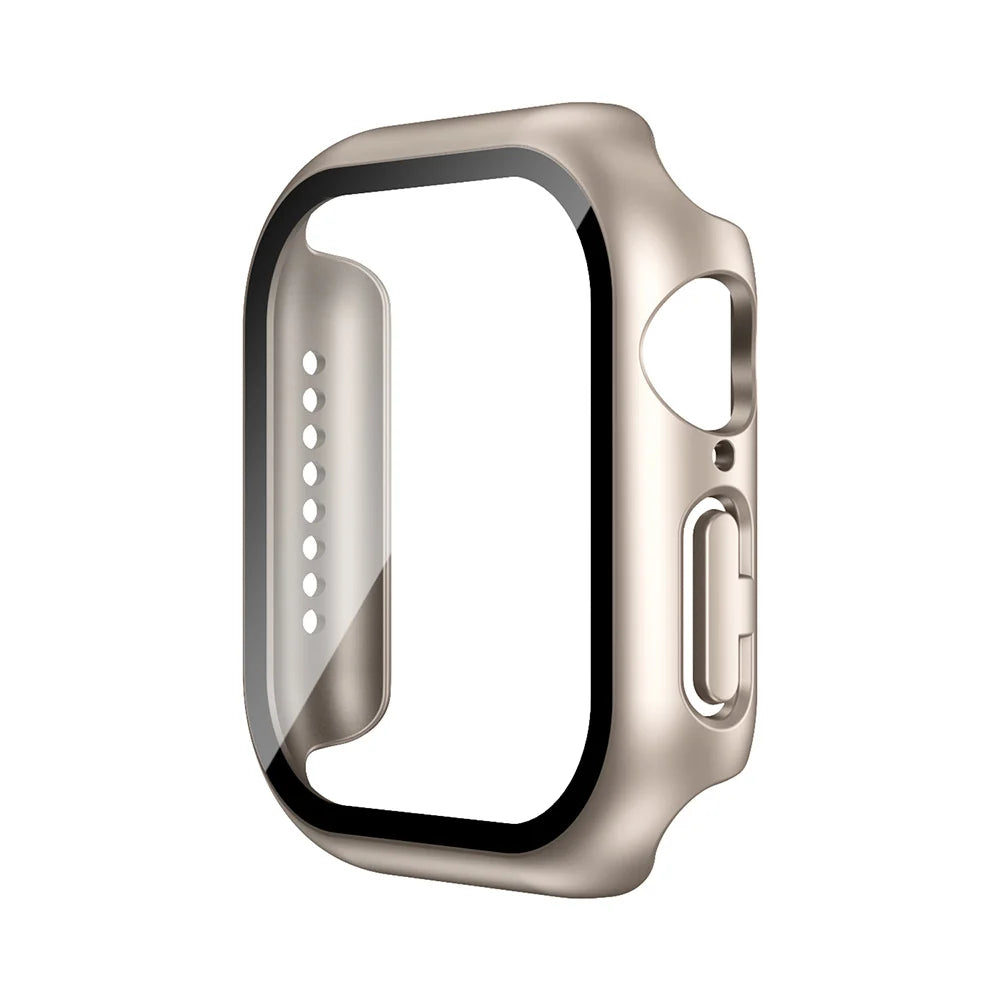 Funda con protector de pantalla de cristal templado para Apple Watch Series 10, 9, 8, 7, 6, SE y 5 (38 mm-46 mm) – Cubierta protectora completa 2 en 1