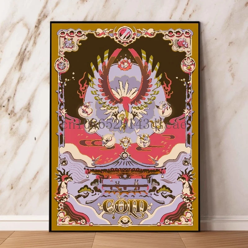 Toile murale rétro Pokémon – Affiche d'anime classique Rayquaza et Lugia Décoration d'intérieur moderne
