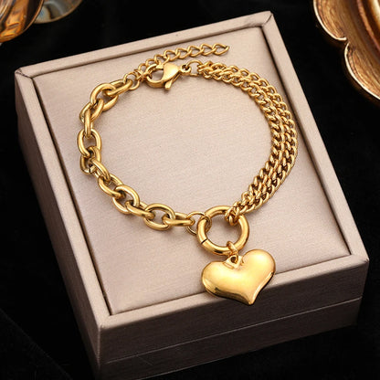 Pulsera de acero inoxidable 316L con dijes de estrellas de mar, luna y estrellas doradas – Cadena de muñeca moderna para mujer, regalo de joyería para fiestas