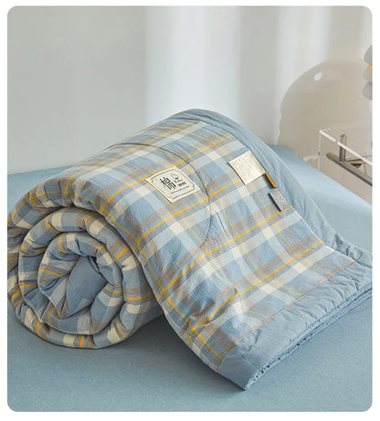 100% Cotton Summer Quilt – Lightweight Long Staple Cotton Comforter for Twin, Queen & Double Beds