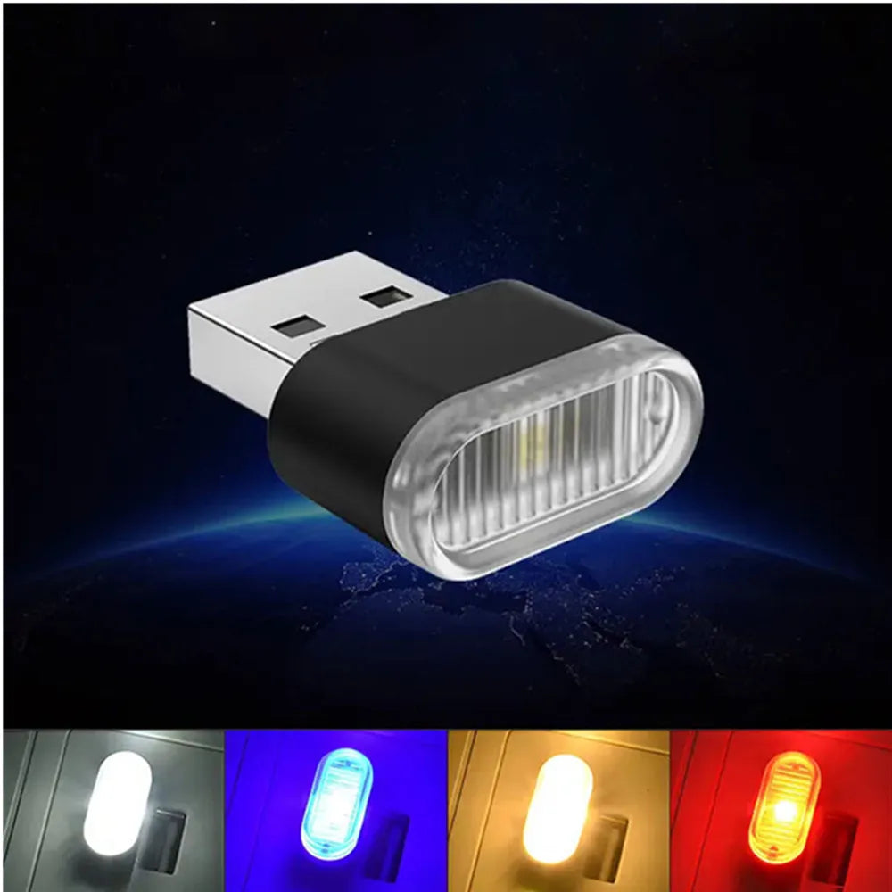 Mini USB LED Luz Ambiental Interior para Coche – Lámpara de Ambiente de Neón Plug & Play y Luz de Emergencia