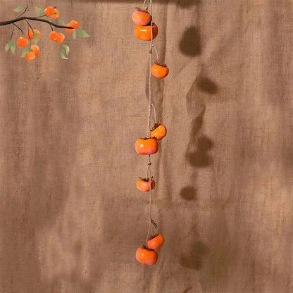 8PCS Lifelike Artificial Persimmon Fruits – Orange Simulation Fruit with Frost Design for Wall Hanging, Home Decor & Autumn Decorations