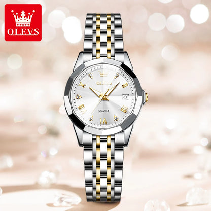 OLEVS 9931 Men’s Quartz Wristwatch – Luxury Diamond-Style Dial, Dual Calendar, Waterproof Design & Stainless Steel Strap