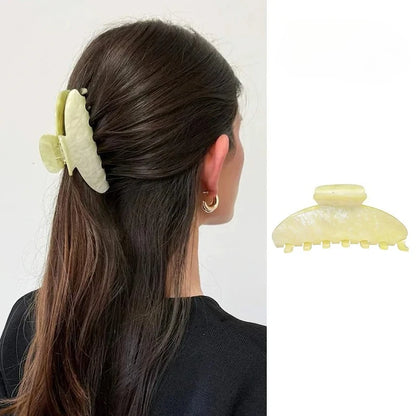 Pinza de pelo de acetato Fashion Coffee – Pinza grande de color sólido negro para mujeres y niñas | Accesorios sencillos para el pelo de verano