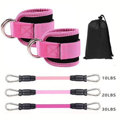 Juego de bandas de resistencia con tobilleras – Bandas elásticas de fitness con accesorios de tobillo para gimnasio, yoga, entrenamiento de fuerza y ejercicio en casa