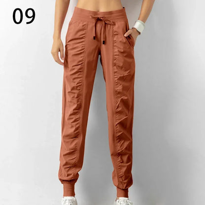 Pantalon de jogging femme à séchage rapide, cordon de serrage, athlétique, pour la salle de sport et le fitness, avec deux poches latérales