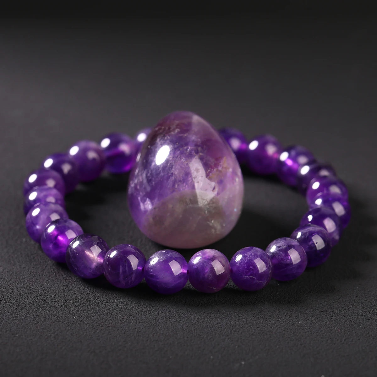 Bracelet en perles d'améthyste naturelle – Bracelet extensible en cristal véritable pour hommes et femmes, bijou de méditation yoga et accessoire de mode