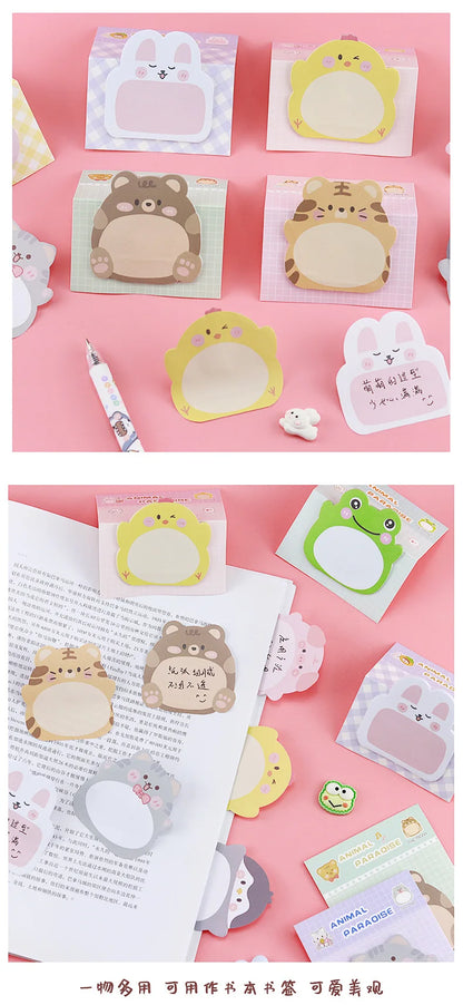 8 Packs Cartoon Animal Sticky Notes – Cute Shaped Memo Pads with Colorful Creative Designs for Office, School, Journaling & Stationery Use