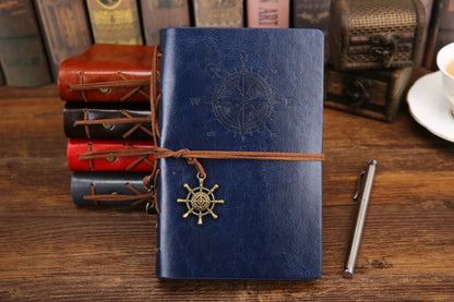 Retro Spiral Leather Notebook – Vintage Pirate Journal with Refillable Pages
