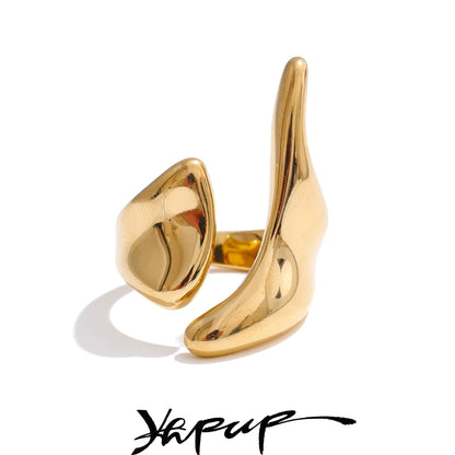 Anillo de Acero Inoxidable Ajustable Geométrico – Anillo de Moda Minimalista con Baño de Oro PVD para Mujer