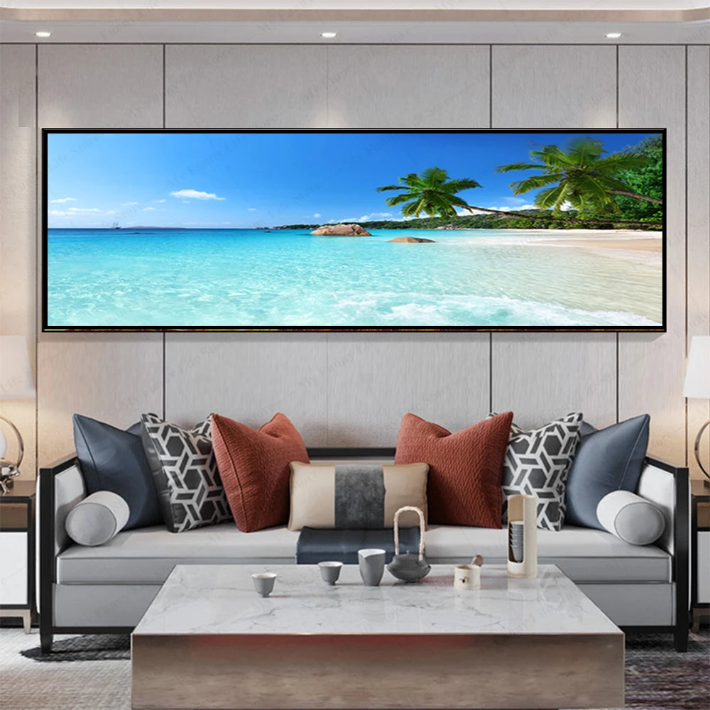 3D Landscape Canvas Wall Art – Mountain Lake Forest Scenery Painting Poster for Living Room, Bedroom & Home Decor