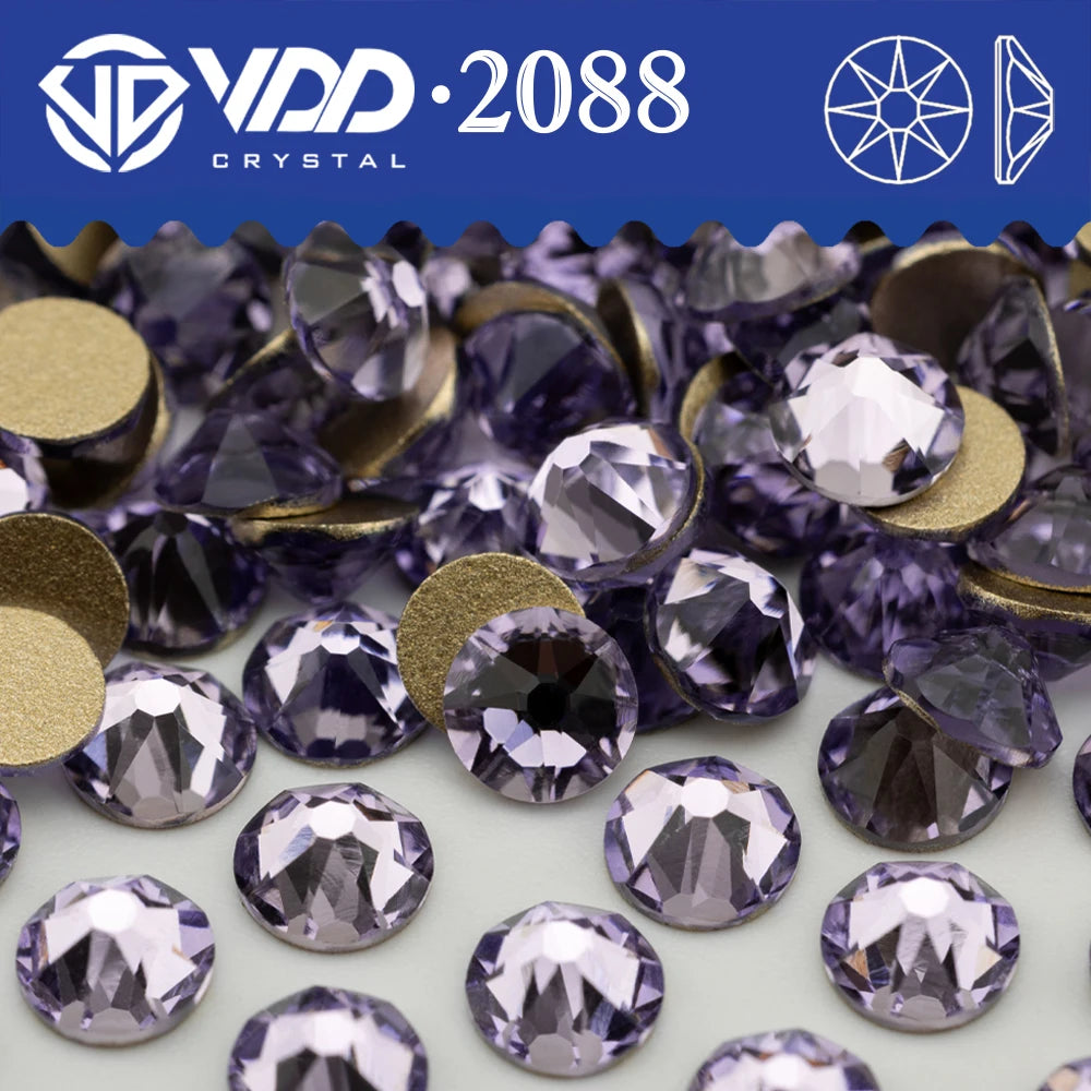 VDD 2088 Crystal Flower Nail Rhinestones – Non-Hotfix 8 Big & 8 Small Flatback Gems for Nail Art & DIY Decorations