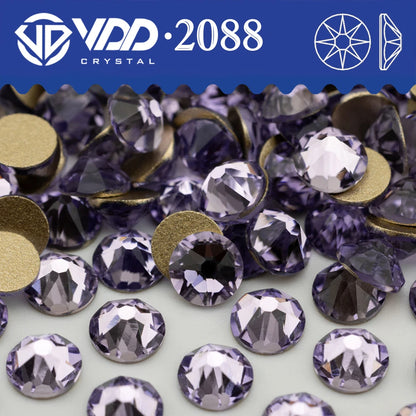 VDD 2088 Crystal Flower Nail Rhinestones – Non-Hotfix 8 Big & 8 Small Flatback Gems for Nail Art & DIY Decorations