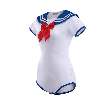 Sailor Moon Cosplay Romper Costume – Cute Girl Cotton Bodysuit Set | Pleated Skirt Pajama-Style Outfit (Women / Party Wear)