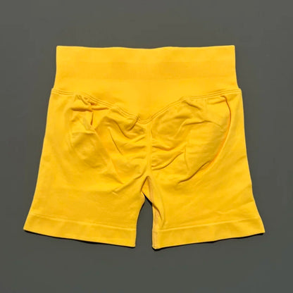 HISTELLO Pantalones cortos de yoga sin costuras de 4.5" para mujer – Pantalones cortos deportivos de talle bajo con efecto fruncido para gimnasio, fitness, correr y ropa deportiva
