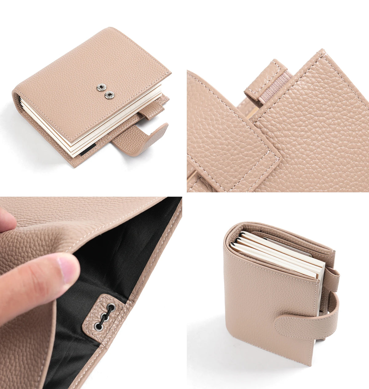 Moterm Passport Size Travel Journal – Genuine Cowhide Pebbled Leather Notebook & Organizer with Double Snap Closure