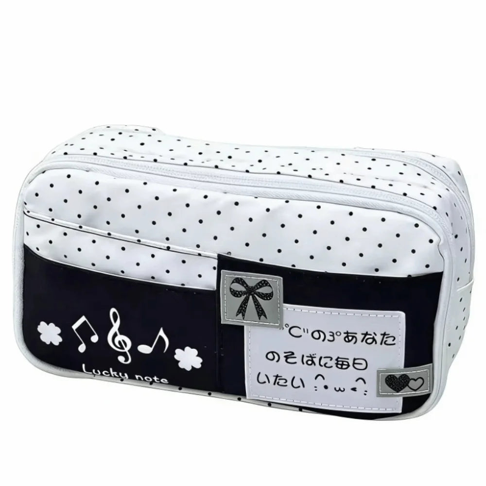 Trousse à crayons Chat à pois – Sac à stylos mignon grande capacité multi-couches, Organisateur de papeterie élégant pour l'école, le bureau et l'utilisation quotidienne