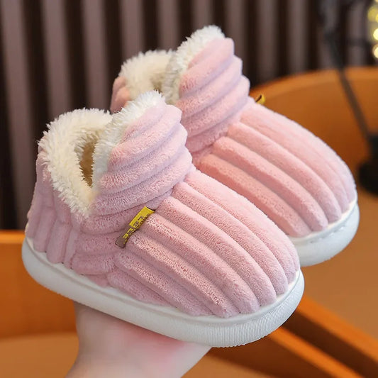 Pantuflas de algodón de invierno para hombres, mujeres y niños, cálidas, de felpa, antideslizantes y de suela blanda para casa