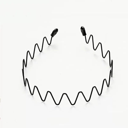 Diadema unisex de metal negro – Aro de pelo ondulado elástico antideslizante para hombres y mujeres | Accesorios para el cabello sencillos y a la moda