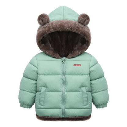 Kids’ Thick Hooded Winter Jacket – Zip-Up Cotton-Padded Plush Coat for Boys, Girls & Toddlers, Warm Autumn & Winter Outerwear