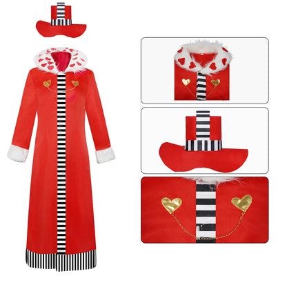 Hazbin Hotel Inspired Cosplay Costume – Valentino Roleplay Long Red Coat Uniform Suit for Men & Women Halloween, Christmas & Party Wear
