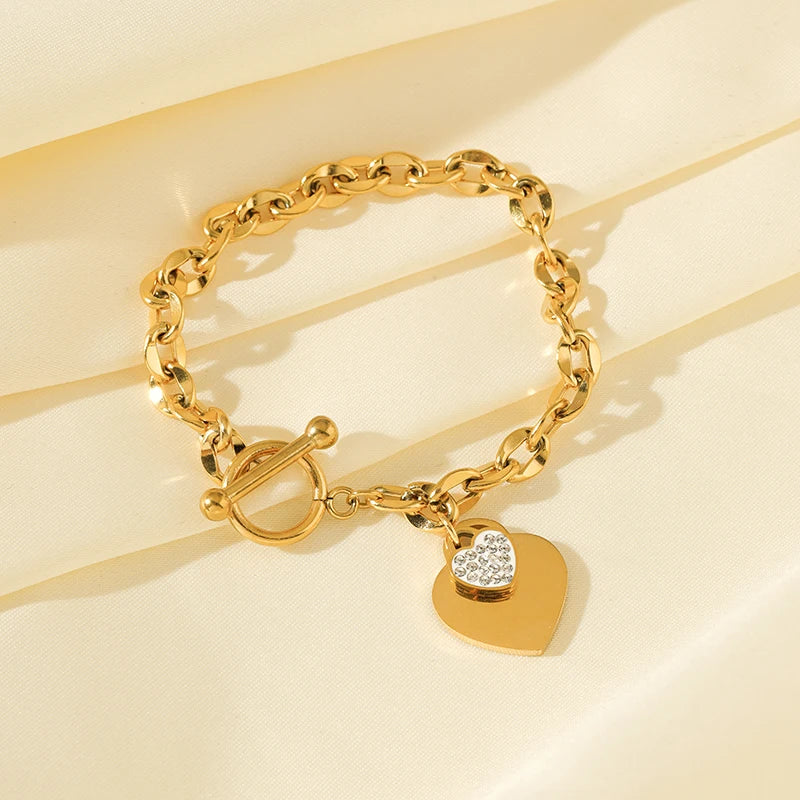 Pulsera de acero inoxidable 316L con dijes de estrellas de mar, luna y estrellas doradas – Cadena de muñeca moderna para mujer, regalo de joyería para fiestas