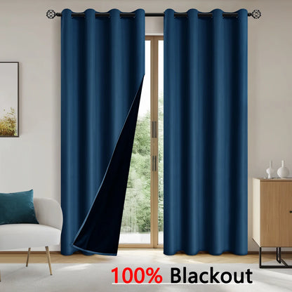 Paquete de 2 cortinas 100% opacas – Paneles de ventana térmicos con forro opaco