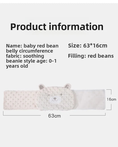 Faja suave para bebé con paquete térmico de frijoles rojos – Envoltura abdominal de dibujos animados para bebés para calor, alivio de gases y comodidad estomacal