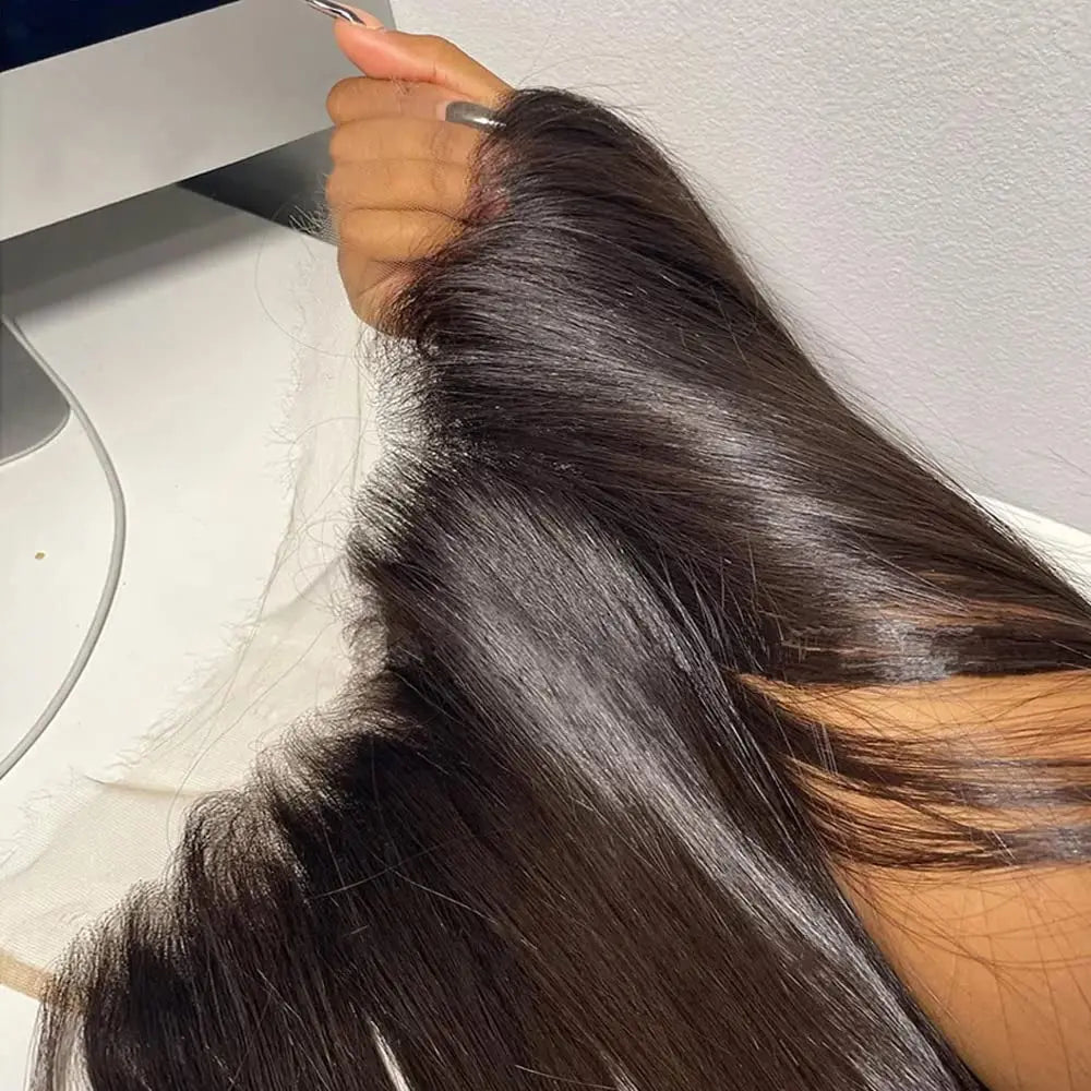 24/26 pulgadas de cabello humano brasileño liso para frontal de encaje – Cierre frontal de encaje transparente HD de 13x6 pre-arrancado | Extensión de cabello natural Remy