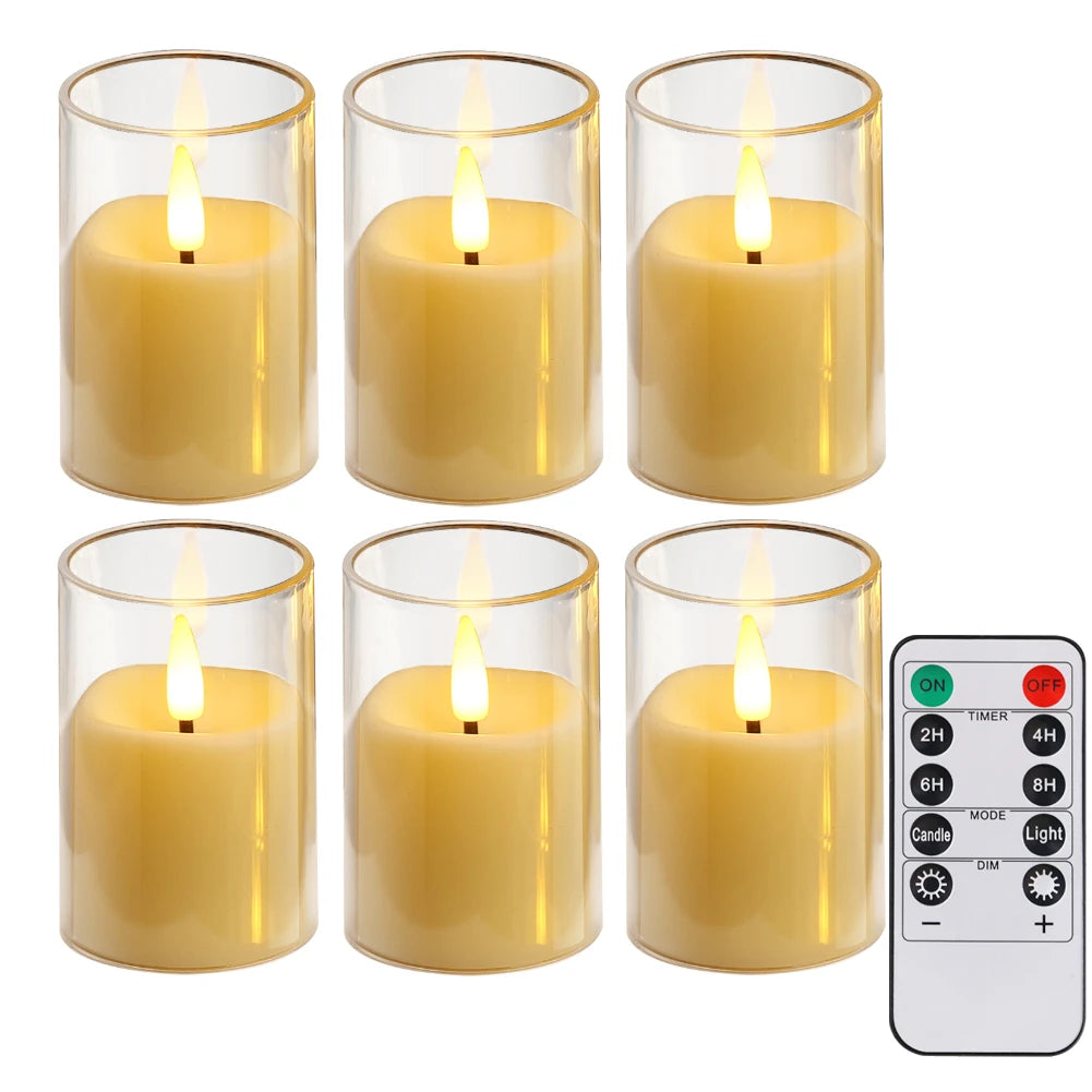Flickering Flameless LED Pillar Candles – Remote-Controlled Candle Lights with Embedded Star String for Weddings, Christmas & Party Home Decor