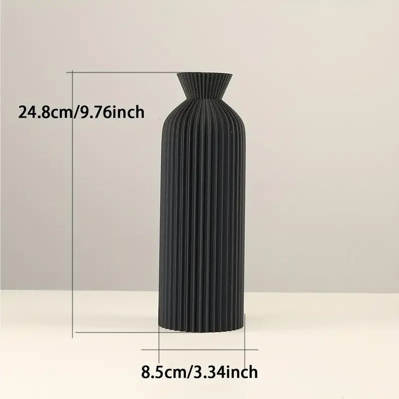 Elegant Black Decorative Plastic Vase – Modern Boho Centerpiece for Home, Office & Living Room Décor