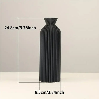 Elegant Black Decorative Plastic Vase – Modern Boho Centerpiece for Home, Office & Living Room Décor