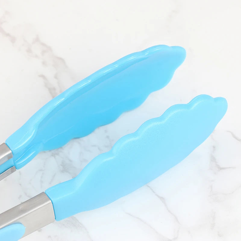 Silicone BBQ Grilling Tongs – Non-Stick Stainless Steel Kitchen Cooking, Salad & Serving Tongs