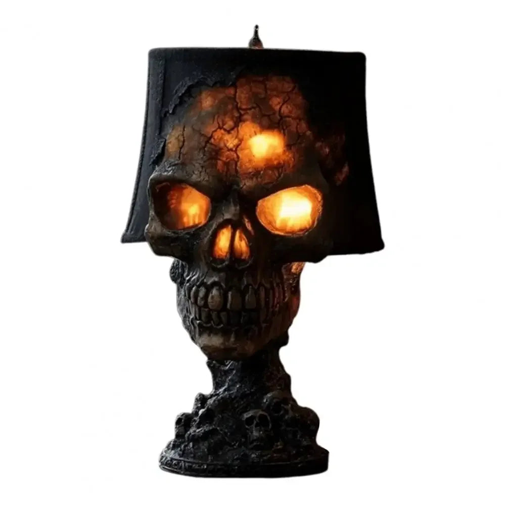 Halloween Lava Stone Skull Lamp – Spooky LED Desk Light for Mantel, Room & Halloween Party Decor, Unique Gothic Home Accent