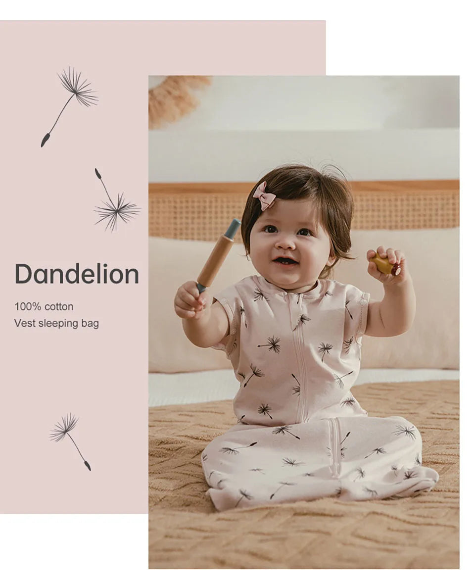 Gigoteuse Bébé 100 % Coton – Doux Sac de Couchage sans Manches pour Nouveau-né avec Fermeture Éclair Bidirectionnelle pour l'Été et les Changements de Couches Faciles