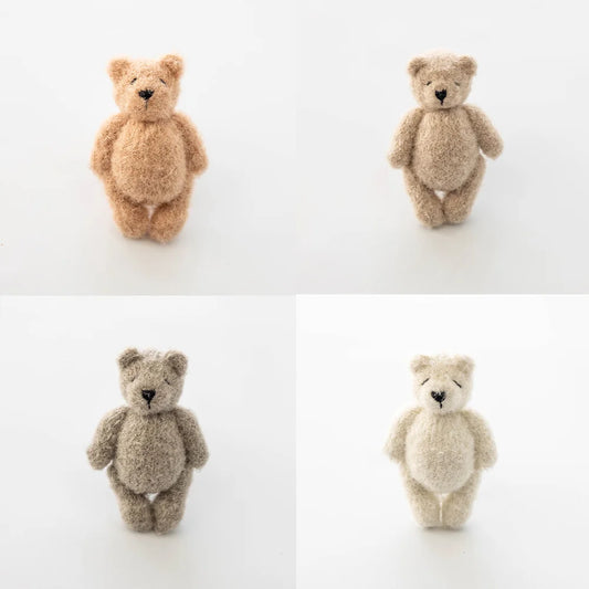 Oso de Peluche Tejido a Mano para Fotografía – Muñeco de Animal de Ganchillo de Mohair para Sesiones de Fotos de Recién Nacidos y Estilismo de Estudio