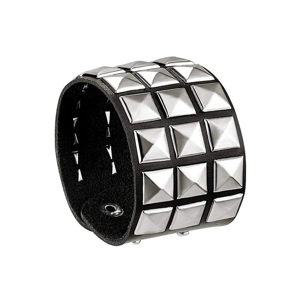 Pulsera de remaches de uñas estilo punk – Pulsera gótica con tachuelas de hip hop para hombres y mujeres | Regalo de joyería de moda rock para Navidad y el Día de San Valentín