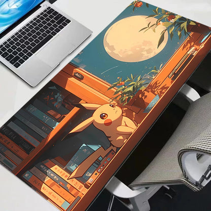 Pokémon Pikachu Large Gaming Mouse Pad – Rubber Desk Mat with Stitched Edge for PC & Laptop Setup