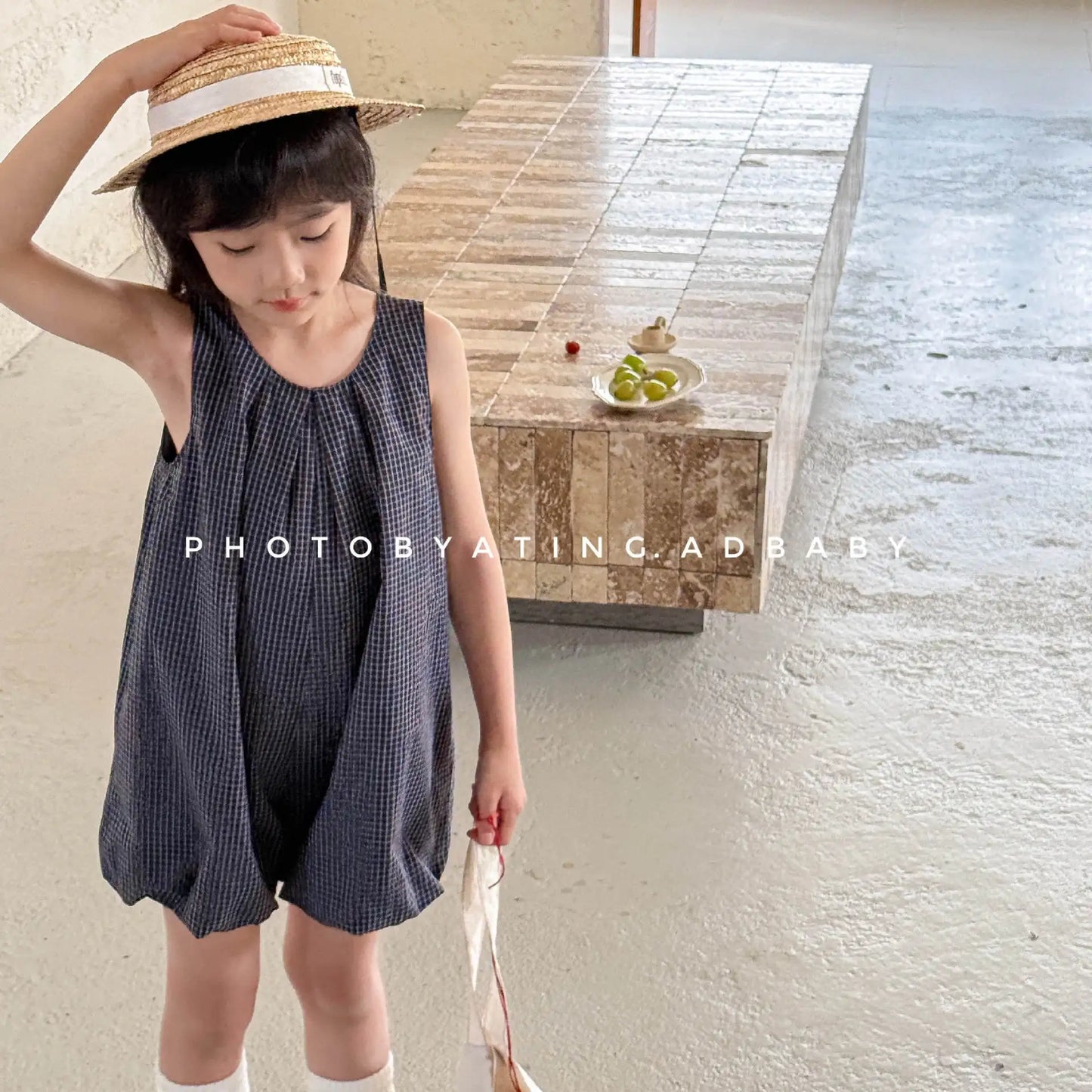 Deer Jonmi 2026 Mono a cuadros de verano para bebé niña – Pelele linterna sin mangas estilo coreano, body informal de ajuste holgado para niños, conjunto de verano cómodo para bebés y niñas