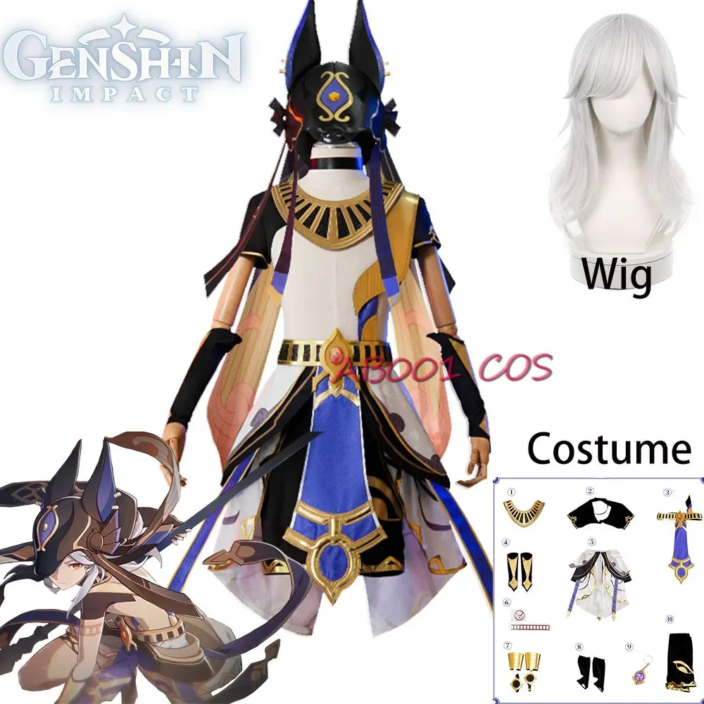 Genshin Impact Cyno Cosplay Costume – Men’s Combat Uniform Full Set with Hat for Halloween & Roleplay Anime Outfit