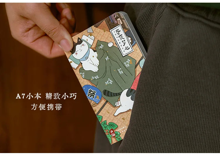 Carnet de poche Kawaii Chat de dessin animé – Mini carnet, agenda et journal de style japonais pour l'école et les voyages