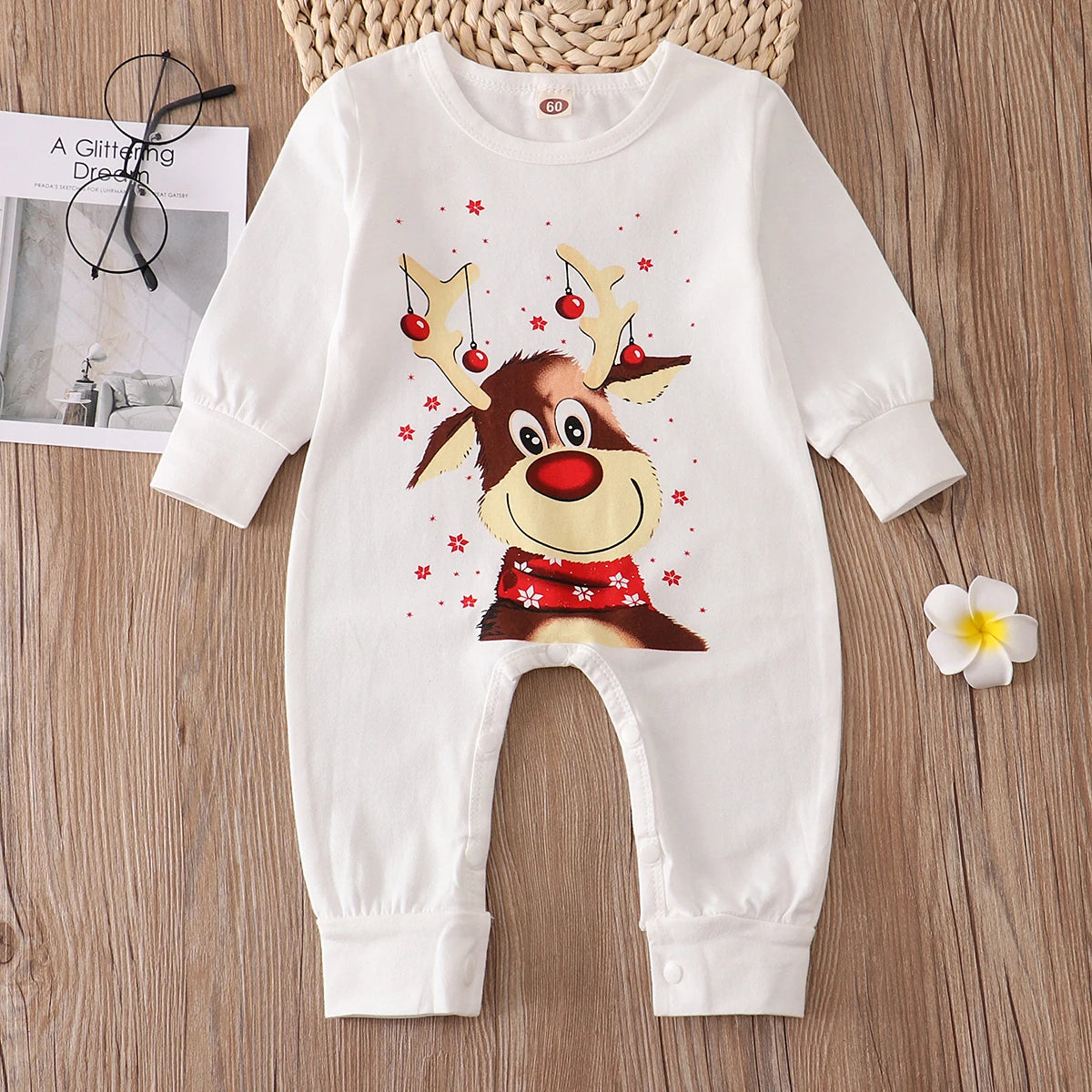 Family Matching Christmas Pajamas Set – Deer Print Tops & Pants Xmas Sleepwear for Mother & Kids, Baby Romper & Pet Dog Clothes