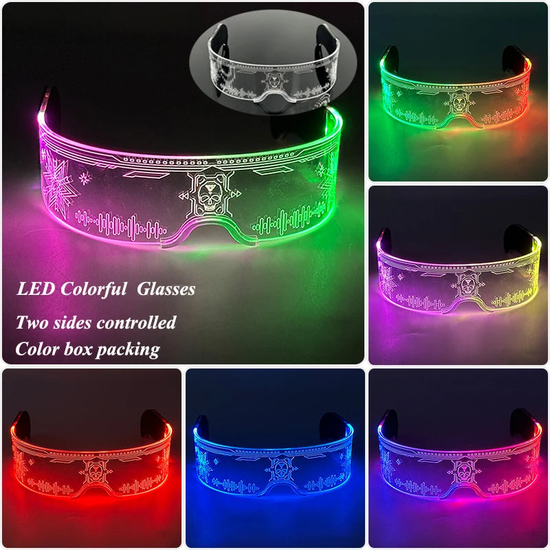 LED Luminous Party Glasses – Futuristic Rainbow Space & Robot Rave Goggles with Star Lights for Concerts, DJ Events, Masquerade & Y2K Parties