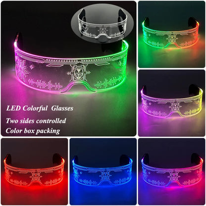 LED Luminous Party Glasses – Futuristic Rainbow Space & Robot Rave Goggles with Star Lights for Concerts, DJ Events, Masquerade & Y2K Parties