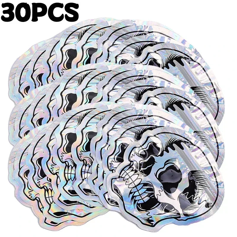 10-100PCS Halloween Skull Treat Bags, Laser Printed Self Sealing Gift Packaging Pouches, Reusable Candy Bags for Cookies, Jewelry, Halloween Party Favors and Trick or Treat Gifts