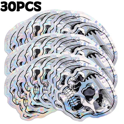 10-100PCS Halloween Skull Treat Bags, Laser Printed Self Sealing Gift Packaging Pouches, Reusable Candy Bags for Cookies, Jewelry, Halloween Party Favors and Trick or Treat Gifts