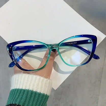 Women's Cat-Eye Myopia Glasses – Ultra-Light Near-Sight Eyewear with Anti-Blue-Light Lenses, Fashion Computer Glasses, -0.00 to -3.00 Diopter